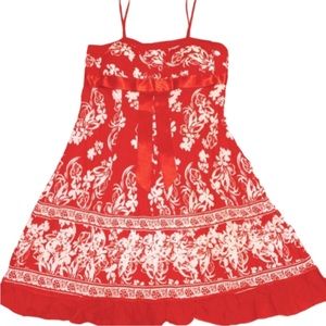 Red And White Floral Summer Dress